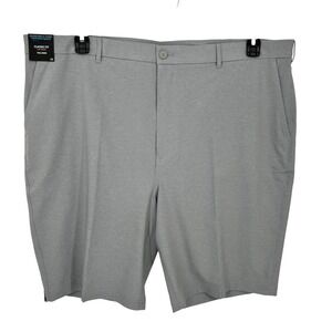 Roundtree & Yorke Mens Performance Flat Front Tall Man Shorts Gray Size 46